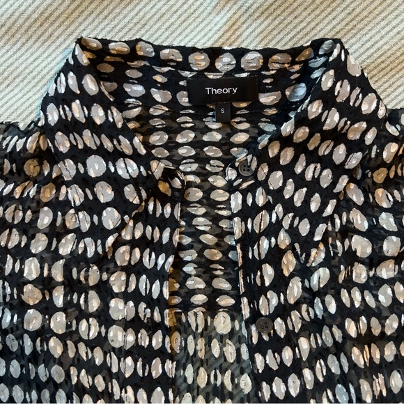 Theory Sheer Polka-Dot Weekender Button-down Shirt - Picture 8 of 9